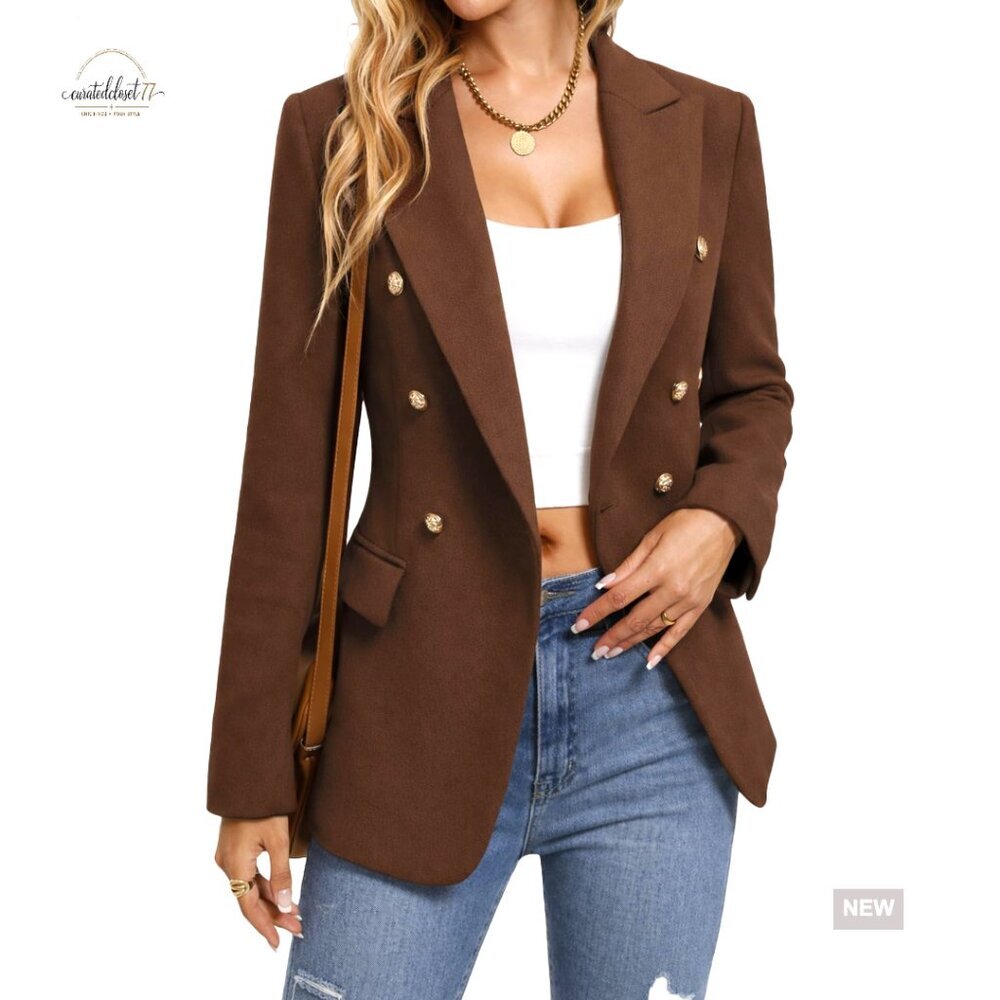 Wool Blend Blazer Fully Lined Business Casual Jacket Pockets Regular Fit